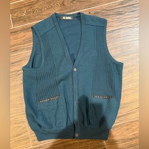Men's Dark Teal Button-Up Wool vest